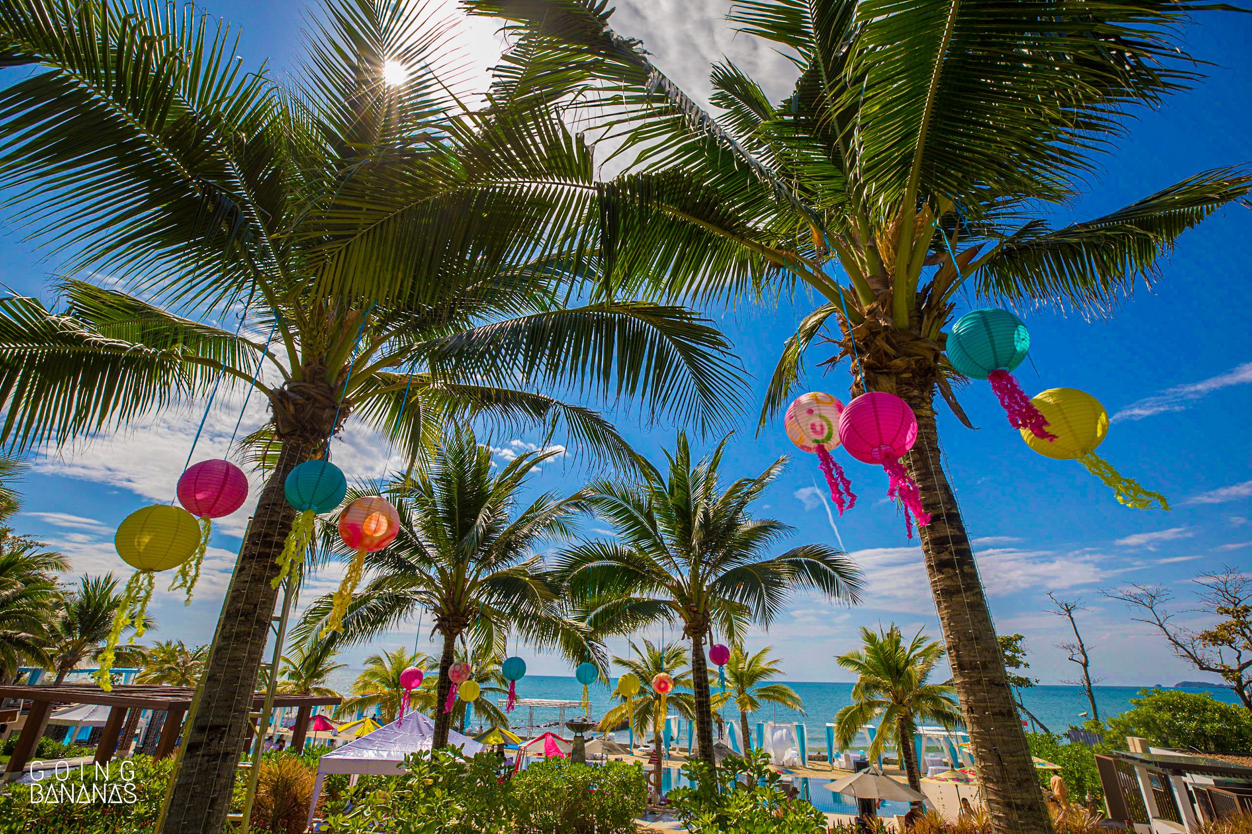 The decor at the pool party at Marriott Rayong Thailand